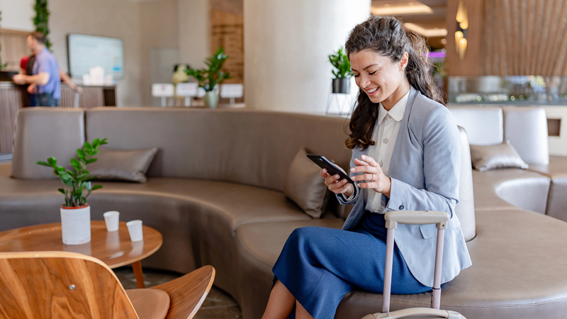 Hotel Guest Relaxing in Lobby